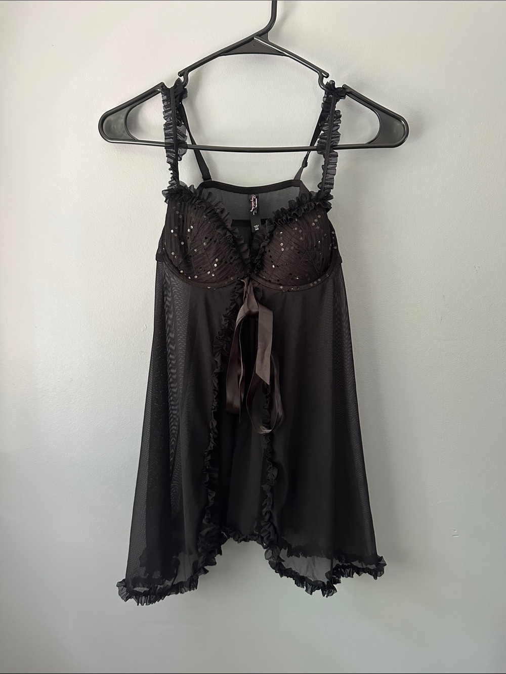 Victoria’s Secret sexy little thing‎ Ruffled Babydoll Chemise black 36B